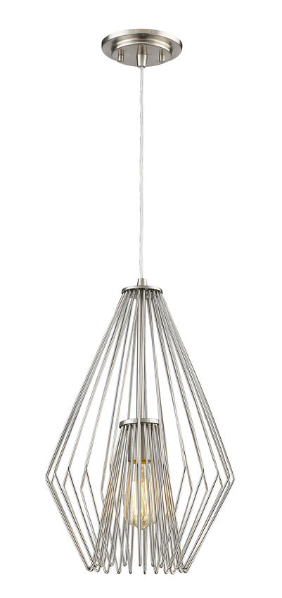 Z-Lite Quintus 13" 1-Light Brushed Nickel Steel Mini Pendant Light