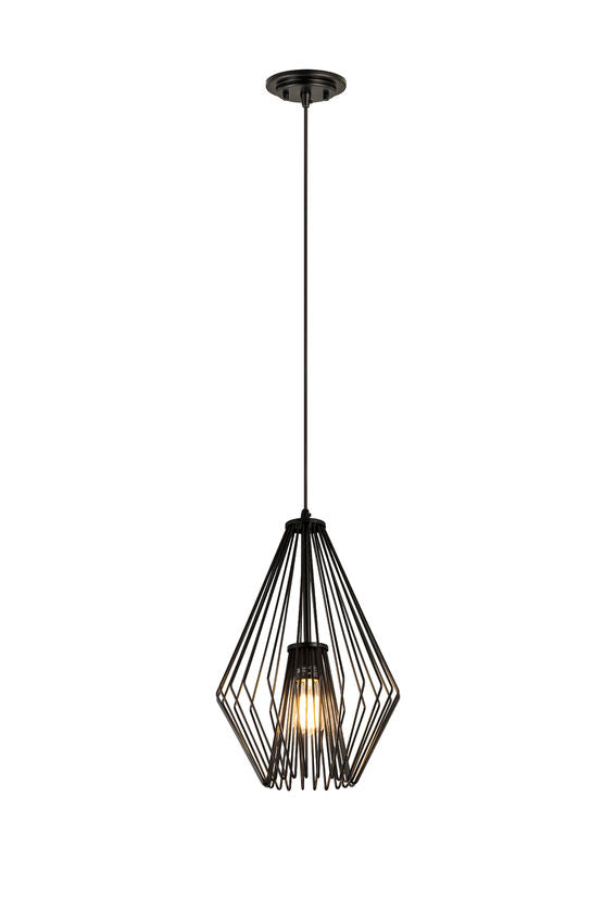 Z-Lite Quintus 13" 1-Light Matte Black Steel Mini Pendant Light