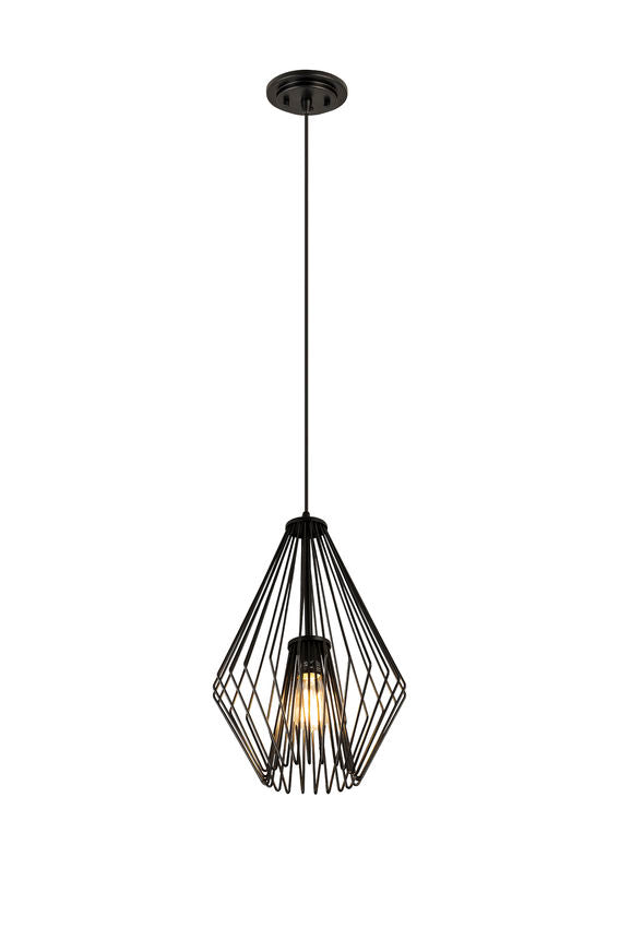 Z-Lite Quintus 13" 1-Light Matte Black Steel Mini Pendant Light