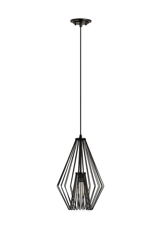 Z-Lite Quintus 13" 1-Light Matte Black Steel Mini Pendant Light