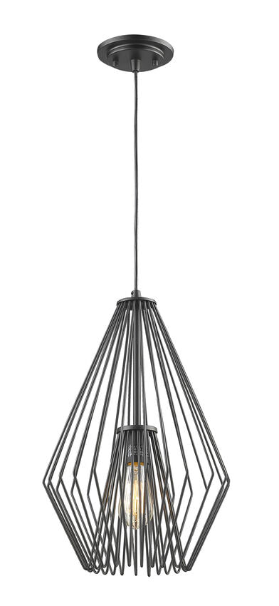 Z-Lite Quintus 13" 1-Light Matte Black Steel Mini Pendant Light