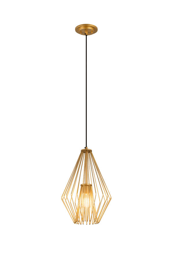 Z-Lite Quintus 13" 1-Light Metallic Gold Steel Mini Pendant Light