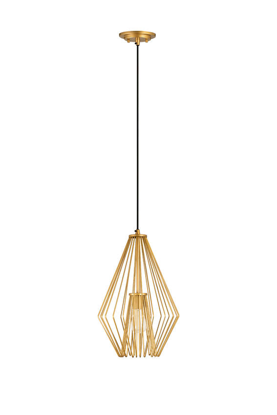 Z-Lite Quintus 13" 1-Light Metallic Gold Steel Mini Pendant Light