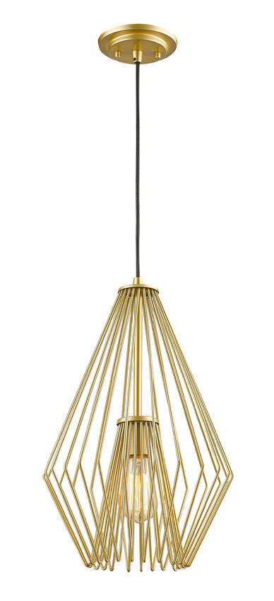Z-Lite Quintus 13" 1-Light Metallic Gold Steel Mini Pendant Light