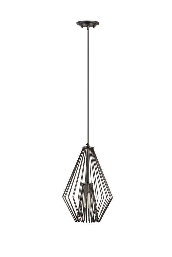 Z-Lite Quintus 13" 1-Light Plated Bronze Steel Mini Pendant Light