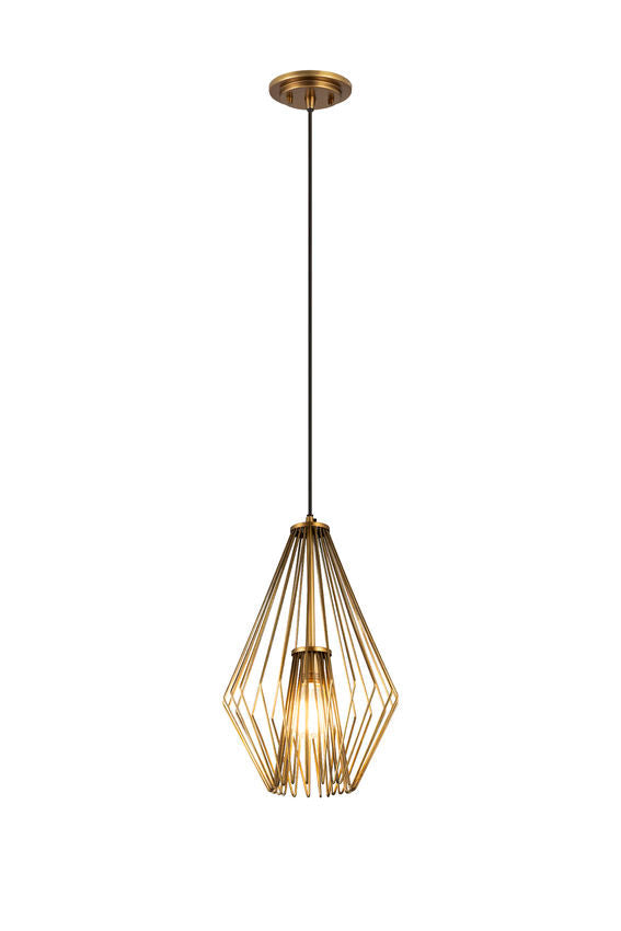 Z-Lite Quintus 13" 1-Light Rubbed Brass Steel Mini Pendant Light