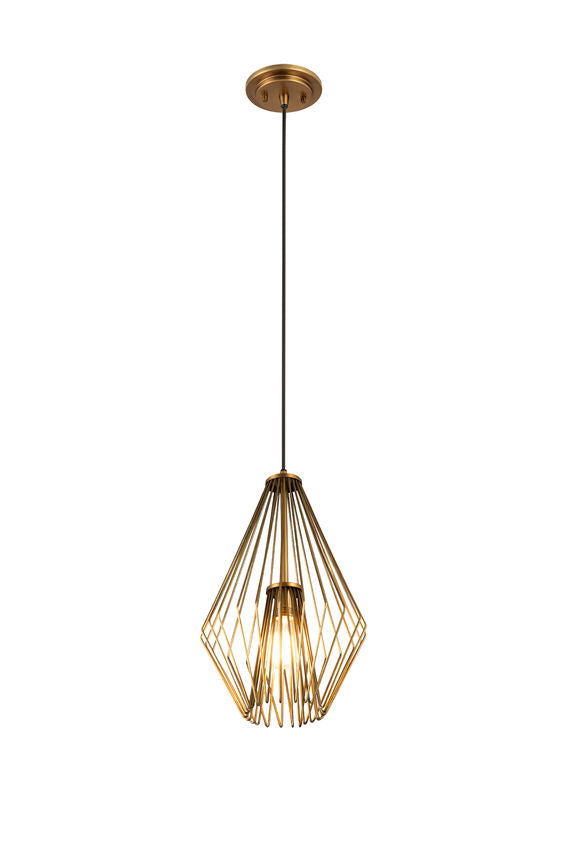 Z-Lite Quintus 13" 1-Light Rubbed Brass Steel Mini Pendant Light