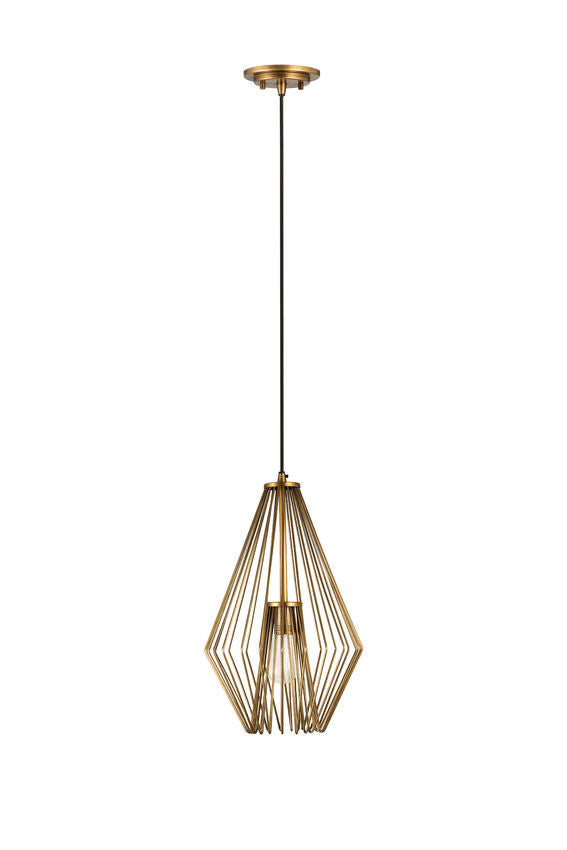 Z-Lite Quintus 13" 1-Light Rubbed Brass Steel Mini Pendant Light