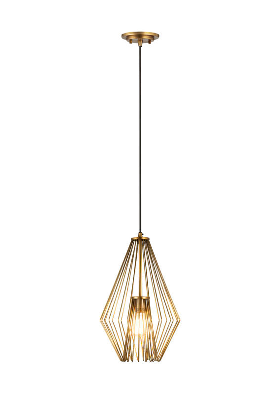 Z-Lite Quintus 13" 1-Light Rubbed Brass Steel Mini Pendant Light