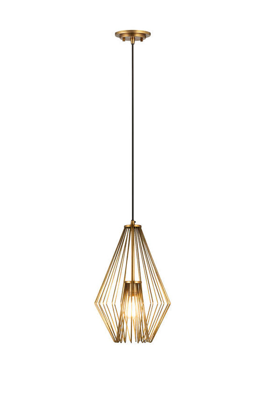 Z-Lite Quintus 13" 1-Light Rubbed Brass Steel Mini Pendant Light
