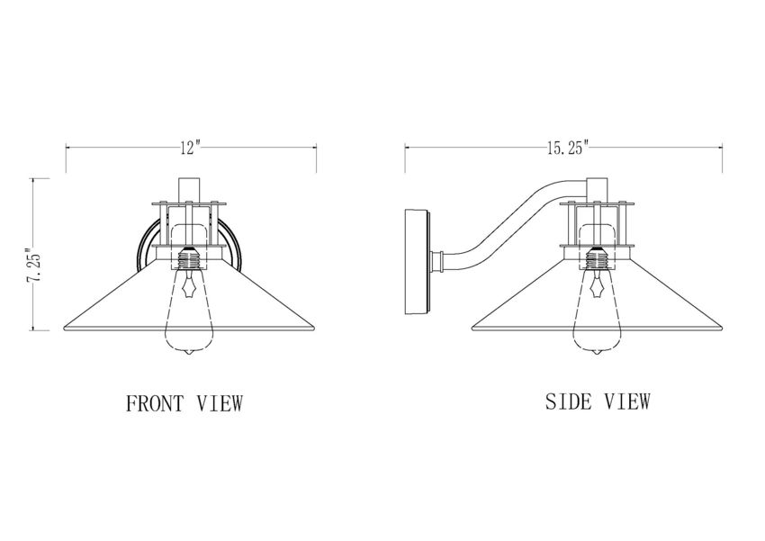 Z-Lite RLM 5022M-BK 1-Light Medium Bulb Base Aluminum Sand Black Frame Outdoor Wall Lighting