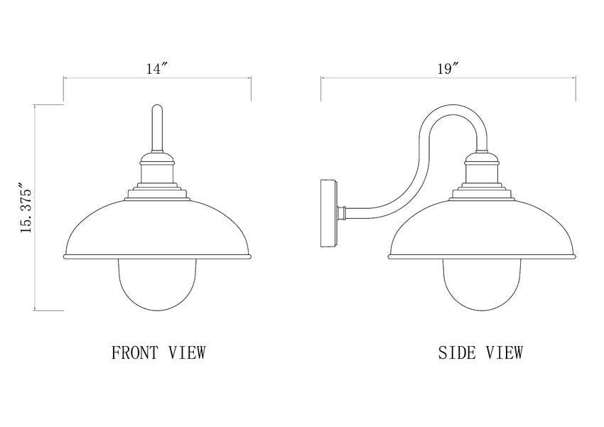 Z-Lite RLM 5026B-BK 1-Light Medium Bulb Base Aluminum Sand Black Frame Outdoor Wall Lighting