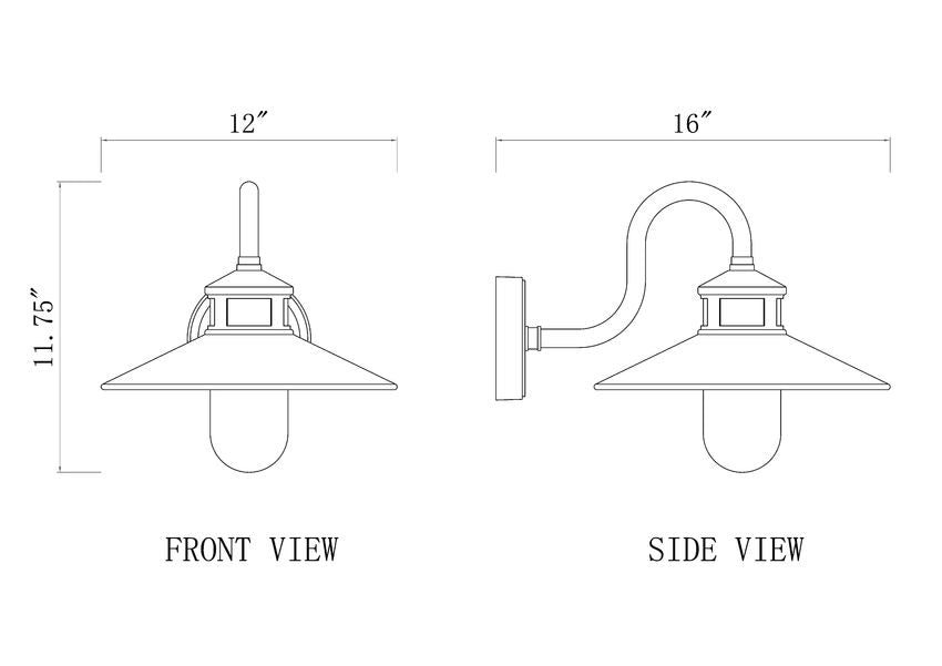 Z-Lite RLM 5027M-BK 1-Light Medium Bulb Base Aluminum Sand Black Frame Outdoor Wall Lighting