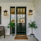 Z-Lite Rainer 10" 1-Light Black Aluminum Outdoor Wall Light With Clear Seedy Glass Shade