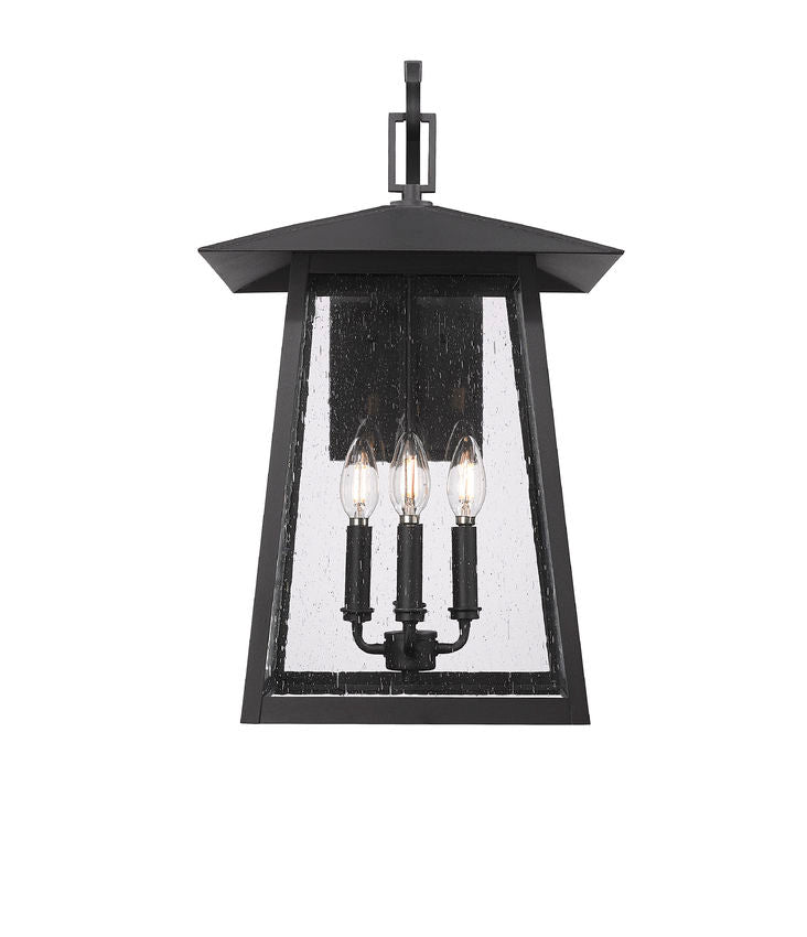 Z-Lite Rainer 14" 4-Light Black Aluminum Outdoor Wall Light With Clear Seedy Glass Shade