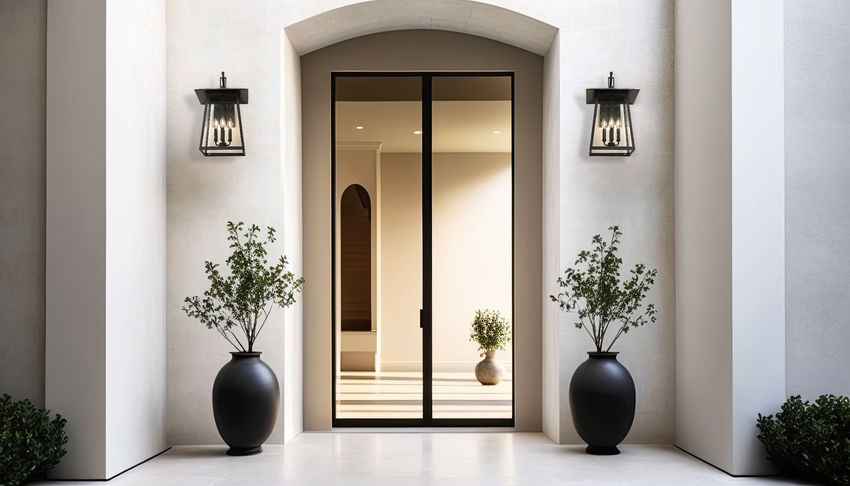 Z-Lite Rainer 14" 4-Light Black Aluminum Outdoor Wall Light With Clear Seedy Glass Shade