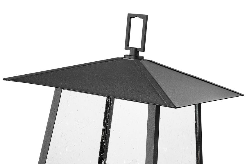 Z-Lite Rainer 14" W x 117" H 4-Light Black Aluminum Outdoor Post Mounted Fixture With Clear Seedy Glass Shade