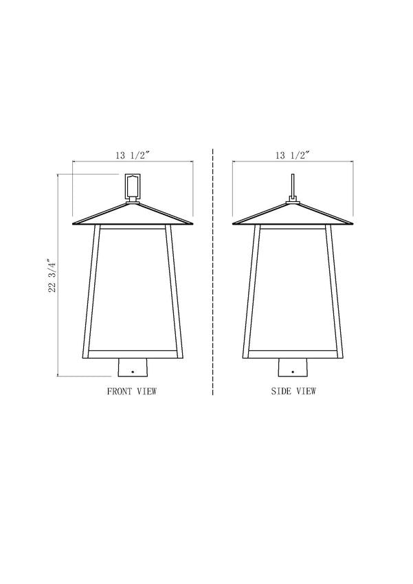 Z-Lite Rainer 14" W x 23" H 4-Light Black Aluminum Outdoor Post Mount Fixture With Clear Seedy Glass Shade