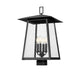 Z-Lite Rainer 14" W x 23" H 4-Light Black Aluminum Outdoor Post Mount Fixture With Clear Seedy Glass Shade