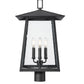 Z-Lite Rainer 14" W x 24" H 4-Light Black Aluminum Outdoor Post Mount Fixture With Clear Seedy Glass Shade