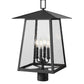 Z-Lite Rainer 14" W x 24" H 4-Light Black Aluminum Outdoor Post Mount Fixture With Clear Seedy Glass Shade
