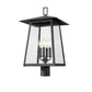 Z-Lite Rainer 14" W x 24" H 4-Light Black Aluminum Outdoor Post Mount Fixture With Clear Seedy Glass Shade