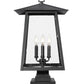 Z-Lite Rainer 14" W x 25" H 4-Light Black Aluminum Outdoor Pier Mounted Fixture With Clear Seedy Glass Shade
