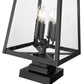Z-Lite Rainer 14" W x 25" H 4-Light Black Aluminum Outdoor Pier Mounted Fixture With Clear Seedy Glass Shade