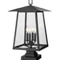 Z-Lite Rainer 14" W x 25" H 4-Light Black Aluminum Outdoor Pier Mounted Fixture With Clear Seedy Glass Shade