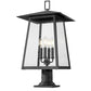 Z-Lite Rainer 14" W x 26" H 4-Light Black Aluminum Outdoor Pier Mounted Fixture With Clear Seedy Glass Shade