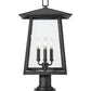 Z-Lite Rainer 14" W x 26" H 4-Light Black Aluminum Outdoor Pier Mounted Fixture With Clear Seedy Glass Shade