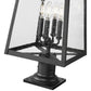 Z-Lite Rainer 14" W x 26" H 4-Light Black Aluminum Outdoor Pier Mounted Fixture With Clear Seedy Glass Shade
