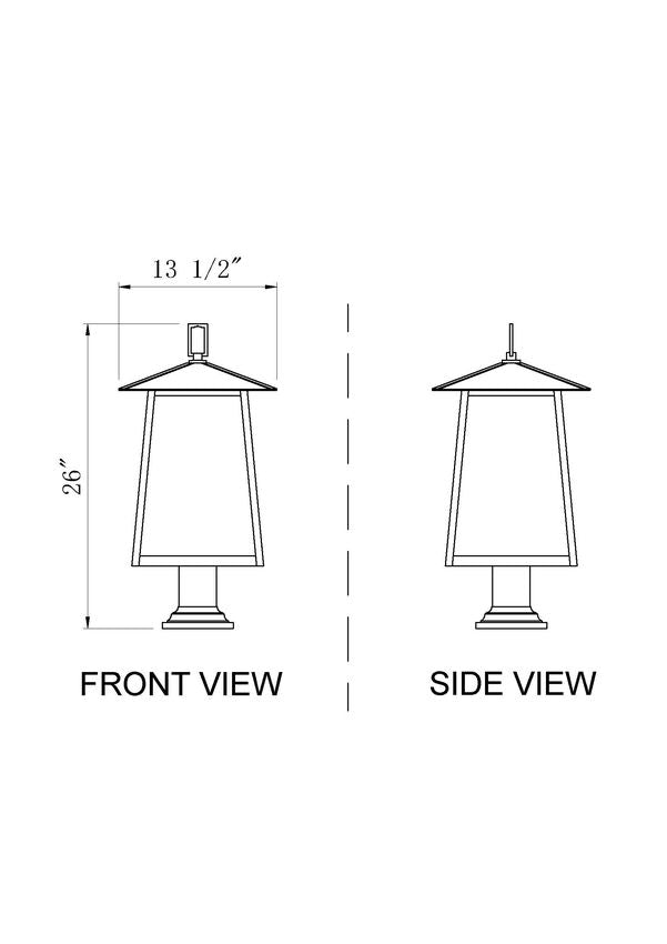 Z-Lite Rainer 14" W x 26" H 4-Light Black Aluminum Outdoor Pier Mounted Fixture With Clear Seedy Glass Shade