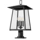 Z-Lite Rainer 14" W x 26" H 4-Light Black Aluminum Outdoor Pier Mounted Fixture With Clear Seedy Glass Shade