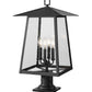 Z-Lite Rainer 14" W x 26" H 4-Light Black Aluminum Outdoor Pier Mounted Fixture With Clear Seedy Glass Shade