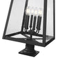 Z-Lite Rainer 14" W x 34" H 6-Light Black Aluminum Outdoor Pier Mounted Fixture With Clear Seedy Glass Shade