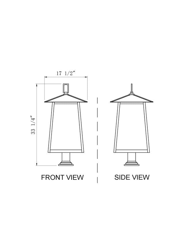 Z-Lite Rainer 14" W x 34" H 6-Light Black Aluminum Outdoor Pier Mounted Fixture With Clear Seedy Glass Shade