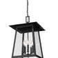 Z-Lite Rainer 16" 5-Light Black Aluminum Outdoor Chain Mount Ceiling Fixture With Clear Seedy Glass Shade