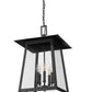 Z-Lite Rainer 16" 5-Light Black Aluminum Outdoor Chain Mount Ceiling Fixture With Clear Seedy Glass Shade