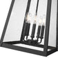 Z-Lite Rainer 16" 5-Light Black Aluminum Outdoor Chain Mount Ceiling Fixture With Clear Seedy Glass Shade