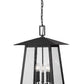 Z-Lite Rainer 16" 5-Light Black Aluminum Outdoor Chain Mount Ceiling Fixture With Clear Seedy Glass Shade