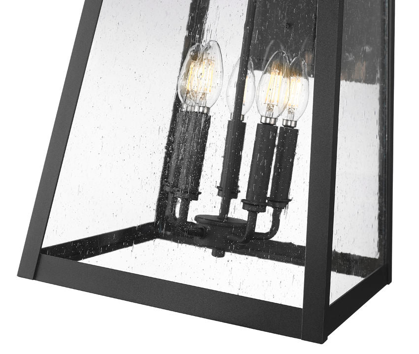 Z-Lite Rainer 16" 5-Light Black Aluminum Outdoor Wall Light With Clear Seedy Glass Shade