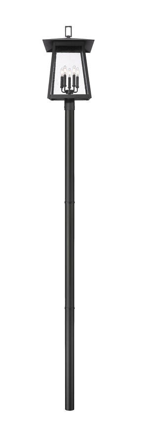 Z-Lite Rainer 16" W x 122" H 5-Light Black Aluminum Outdoor Post Mounted Fixture With Clear Seedy Glass Shade