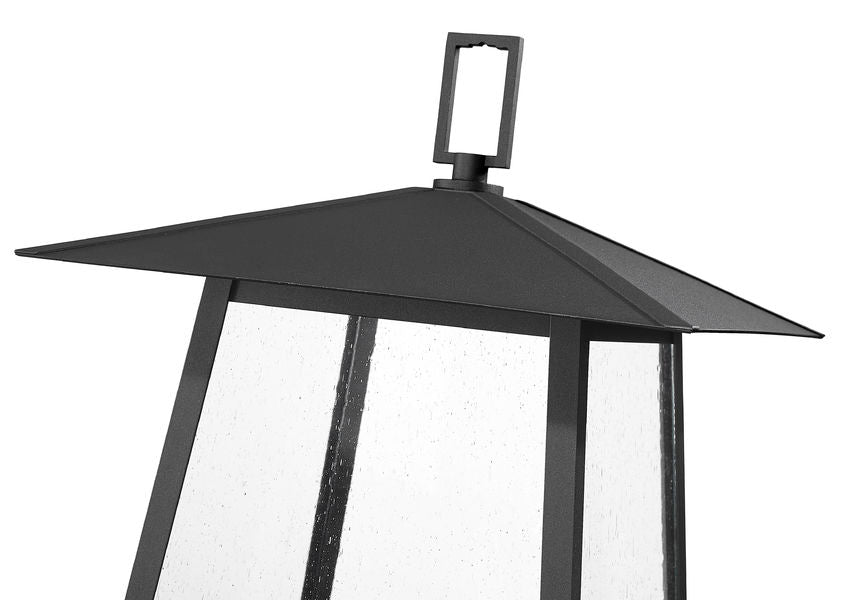Z-Lite Rainer 16" W x 122" H 5-Light Black Aluminum Outdoor Post Mounted Fixture With Clear Seedy Glass Shade