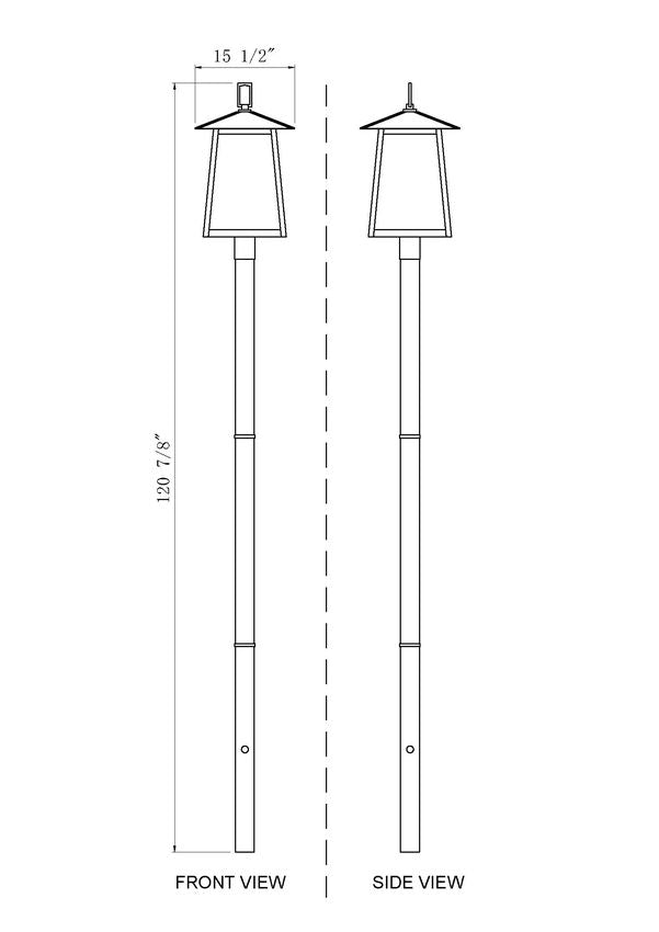 Z-Lite Rainer 16" W x 122" H 5-Light Black Aluminum Outdoor Post Mounted Fixture With Clear Seedy Glass Shade