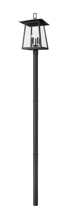 Z-Lite Rainer 16" W x 122" H 5-Light Black Aluminum Outdoor Post Mounted Fixture With Clear Seedy Glass Shade