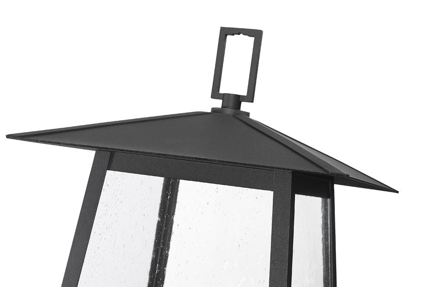 Z-Lite Rainer 16" W x 146" H 4-Light Black Aluminum Outdoor Post Mounted Fixture With Clear Seedy Glass Shade