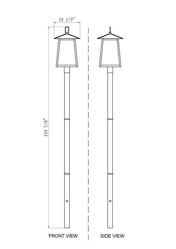 Z-Lite Rainer 16" W x 146" H 4-Light Black Aluminum Outdoor Post Mounted Fixture With Clear Seedy Glass Shade