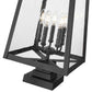 Z-Lite Rainer 16" W x 29" H 5-Light Black Aluminum Outdoor Pier Mounted Fixture With Clear Seedy Glass Shade