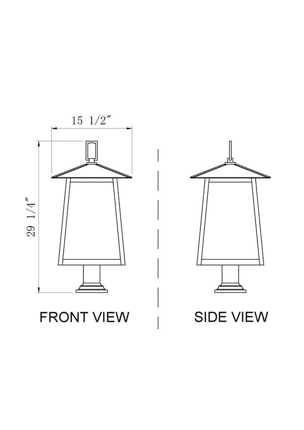 Z-Lite Rainer 16" W x 30" H 5-Light Black Aluminum Outdoor Pier Mounted Fixture With Clear Seedy Glass Shade